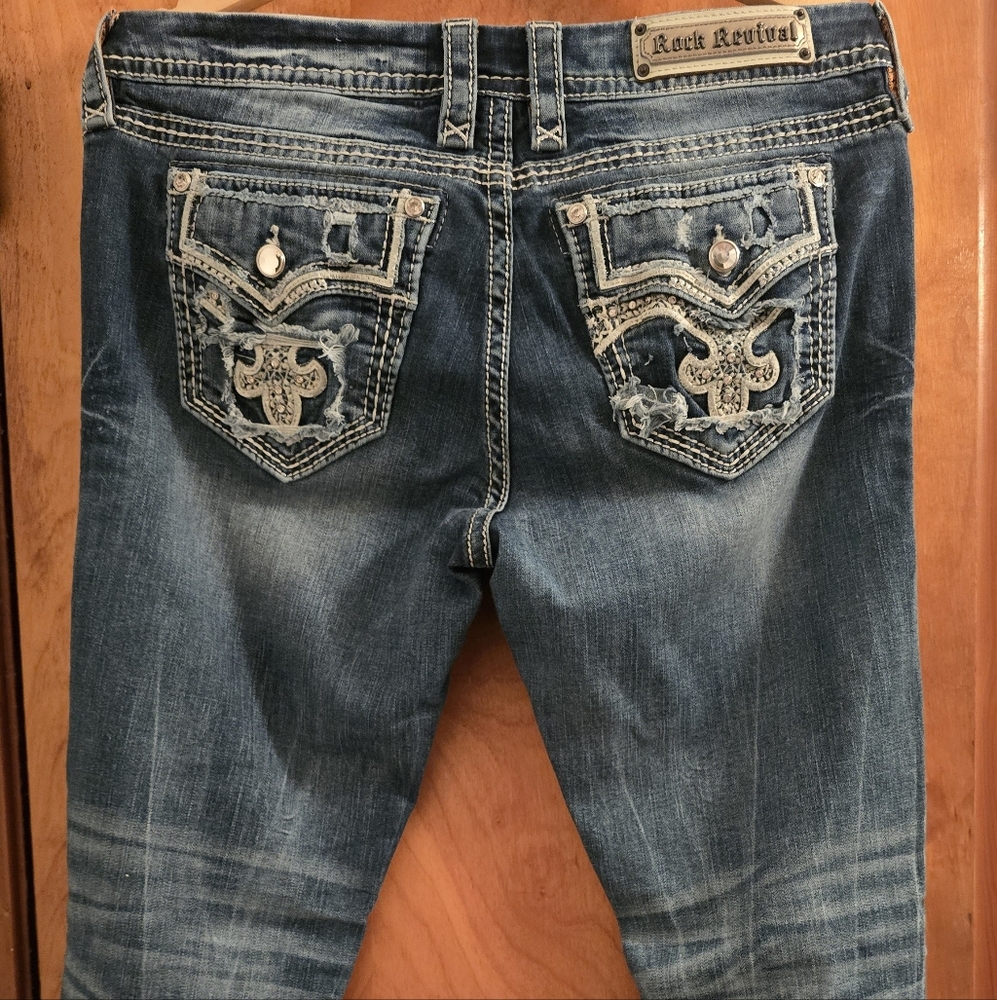 Rock Revival Blue Easy Ankle Skinny Jeans Women's Size 31 - Picture 2 of 7